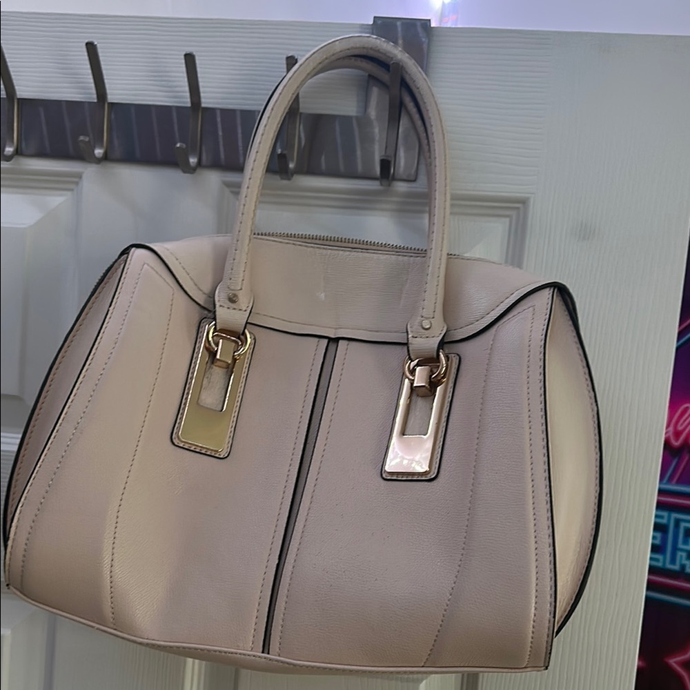 Aldo Cream Satchel with Gold Accents
